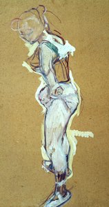 Trapezkünstlerin, die ihr Hemd richtet von Henri de Toulouse Lautrec