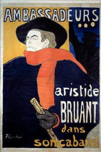 Plakat für das Spektakel von Aristide Bruant (1851-1925), französischer Liedermacher. „Ambassadors - Aristide Bruant in seinem Kabarett“ von Henri de Toulouse Lautrec