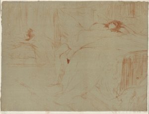 Frau auf dem Rücken liegend, Erschöpfung, Platte zehn aus Elles von Henri de Toulouse Lautrec