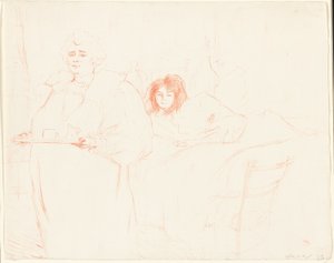 Frau mit einem Tablett—Frühstück (Madame Baron und Mademoiselle Popo), Platte zwei aus Elles von Henri de Toulouse Lautrec