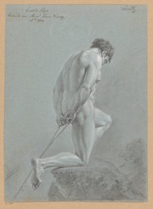 Kniender männlicher Akt, von der Seite gesehen (1. Preis 1809)
