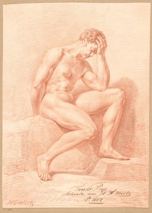 Sitzender männlicher Akt von der Seite gesehen (2. Preis 1807) von Henricus Franciscus Wiertz