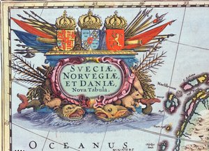 Kartusche aus einer Karte von Schweden, Norwegen und Dänemark, 1631 von Henricus Hondius II
