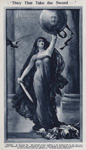 Nemesis, Karikatur zur Niederlage von Kaiser Wilhelm II. und Deutschland im Ersten Weltkrieg, ausgestellt in der Royal Academy von Henrietta (after) Rae