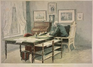 Prinz Bismarck in seinem Arbeitszimmer in Friedrichsruh, ca. 1890
