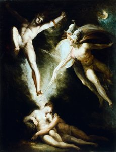 Satan berührt von Ithuriels Schwert von Johann Heinrich Füssli (1741-1825)