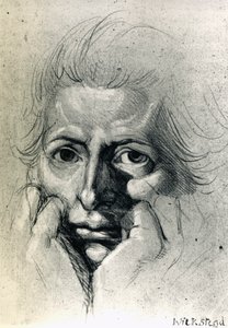 Studie für Selbstporträt, von Henry Fuseli, Zeichnung. Schweiz von Johann Heinrich Füssli