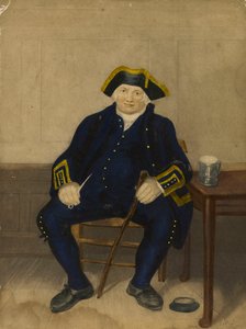 Porträt eines Greenwich-Pensionärs, sitzend mit Tonpfeife und Krug von Henry (after) Dawe