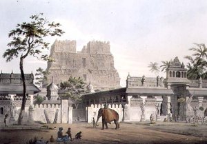 Pagode in Ramisseram, Tafel IX, graviert von J. Bluck, 1809