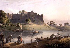 Ruinen des Forts bei Juanpore am Fluss Goomtee, Platte V, graviert von Daniel Havell (1785-1826) 1809 von Henry (after) Salt