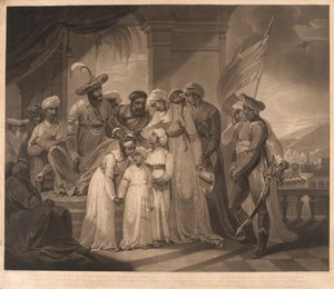 Tippoo Sultaun übergibt Gullumalli den Vakeel seine zwei Söhne von Henry (after) Singleton