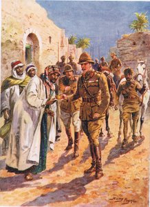 Die Gastfreundschaft des arabischen Scheichs gegenüber General Maude, Illustration aus Tapfere Taten von tapferen Männern, von C. Sheridan Jones, veröffentlicht 1922