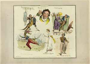 Platte aus Illustrationen zu beliebten Liedern