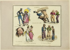 Tafel aus Illustrationen zu populären Liedern