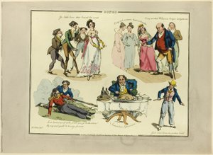 Tafel aus Illustrationen zu beliebten Liedern
