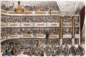 Das Auditorium des Théâtre des Funambules in Paris im 19. Jahrhundert - Théâtre des Funambules, Boulevard du Temple in Paris, im 19. Jahrhundert - Gravur von Henri Valentin (1822-1886) in „Tableau-de-Paris“ von Edmond Texier 1852 von Henry Augustin Valentin