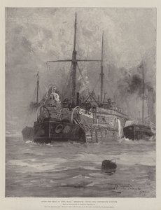 Nach ihrem Feuerprozess, HMS Belleisle in den Hafen von Portsmouth geschleppt