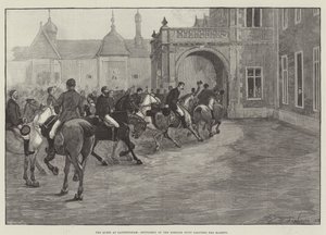 Die Königin in Sandringham, Herren der Norfolk Hunt grüßen Ihre Majestät von Henry Charles Seppings Wright