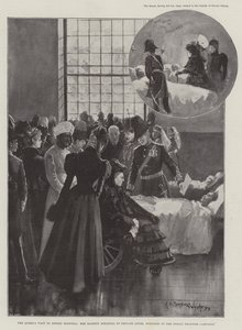 Der Besuch der Königin im Netley Hospital, Ihre Majestät spricht mit Private Lever, verwundet in der indischen Grenzkampagne von Henry Charles Seppings Wright