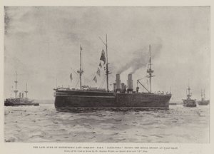 Das letzte Kommando des verstorbenen Herzogs von Edinburgh, HMS Alexandra mit halb gehisster königlicher Flagge von Henry Charles Seppings Wright