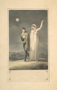 Nächtliche Landschaft mit zwei Figuren, Entwurf für eine Buchillustration, 1807-44 von Henry Corbould