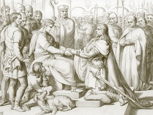 Wie Hereward zum König kam (Gravur) von Henry Courtney (after) Selous