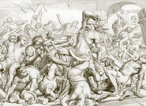 Wie Hereward Bourne von Franzosen befreite (Gravur)