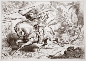 Wie Hereward in eine Falle geriet, Illustration aus Hereward the Great von Charles Kingsley, veröffentlicht 1870, graviert von C.G. Lewis von Henry Courtney Selous