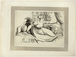 Eine Frau, die am Fenster sitzt („Abend, du bringst alles“), aus der ersten Ausgabe von Specimens of Polyautography