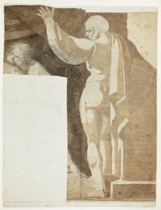 Männliche Figur mit erhobenem linken Arm von hinten gesehen und Fragment eines alten Mannes von Johann Heinrich Füssli