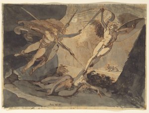 Satan erschrickt vor dem Berühren von Ithuriels Speer
