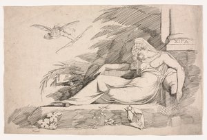 Schlafende Frau mit einem Amor, 1780-1790