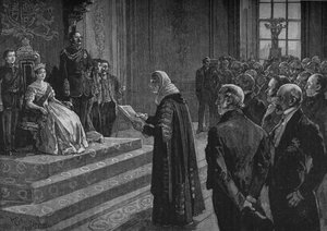 Peers und Gemeine überreichen der Königin eine patriotische Adresse am Vorabend des Krimkrieges, 1891