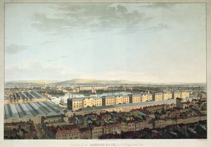 Ein Blick auf die London Dock von St. Georges-in-the-East, graviert von Daniel Havell, veröffentlicht von T. Clay, 1816