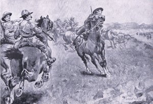 Das Rennen um das Kommando der Philips Town Road, aus After Pretoria: Der Guerillakrieg veröffentlicht von Harmsworth Bros Limited, 1901