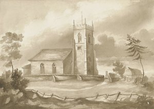 Codsall Kirche: Sepiazeichnung, undatiert [1844] von Henry James Noyes