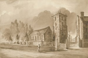 Willenhall Kirche: Sepia-Zeichnung, um 1844 von Henry James Noyes
