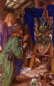 Leonardo erschreckt seinen Vater mit dem Monster, das er auf seinen Schild gemalt hat