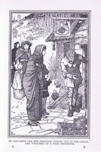 St. Elisabeth und ihre Kinder, aus der Burg vertrieben und vom armen Gastwirt willkommen geheißen, 1912
