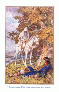 Der Mann auf dem weißen Pferd kommt, um St. Cuthbert zu heilen, 1912 von Henry Justice Ford