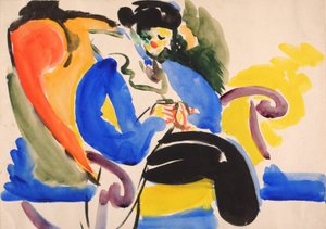 Kalligraphie #2 Frau auf Stuhl, 1914-1918 von Henry Lyman Saÿen