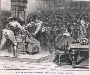 Szene im House of Commons: der Sprecher gezwungen, 1630