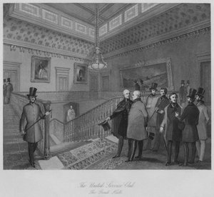 Der United Service Club. Die große Halle, ca. 1841