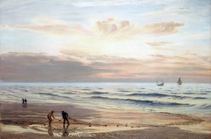 Fischer ziehen ihre Netze an den Ufern der Nordküste von Wales ein von Henry Moore