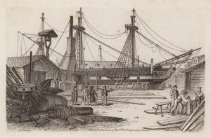 Ein Westindienfahrer in Cox und Curlins Yard, Limehouse