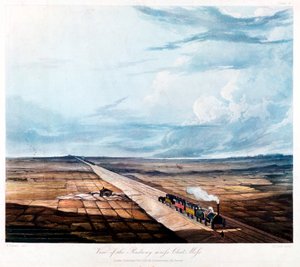 Zug überquert Chat Moss, Lancashire, 1831 von Henry Pyall