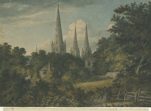 Lichfield Kathedrale - Nordostansicht: Aquarell, 1797