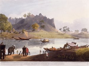 Ruinen des Hafens von Juanpore am Fluss Goomtee, 1824 von Henry Salt