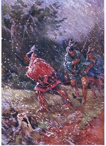 Rothäute jagen in einem Schneesturm von Henry Sandham