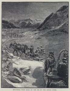 Rückkehr von Kara auf dem Eis des Shilka-Flusses von Henry Sandham